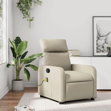 Massagestoel (creme) met 30% korting! Direct relaxen in d..., Eenpersoons, Verzenden, 75 tot 100 cm, Zo goed als nieuw