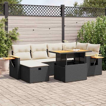 vidaXL 8-delige Loungeset met kussens poly rattan zwart, Verzenden, Nieuw, Loungeset