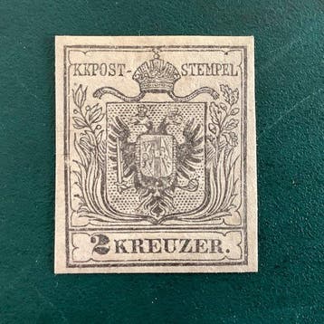 Oostenrijk 1850 - 2 Kreuzer Adelaar grau zwart met plaatfout