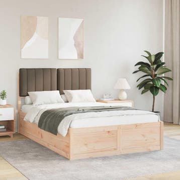 vidaXL Bedframe met Gevoerde Hoofdbord Taupe 120 x 200 cm, Verzenden