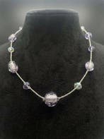 verre de Murano, Argent - Collier - verre Murano argenté