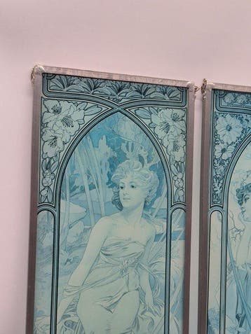 Wanddecoratie - Alphonse Mucha – Jugendstil-glasbeelden –, Antiek en Kunst