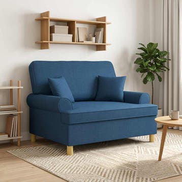 vidaXL Fauteuil met Kussens Blauw Stof, Verzenden