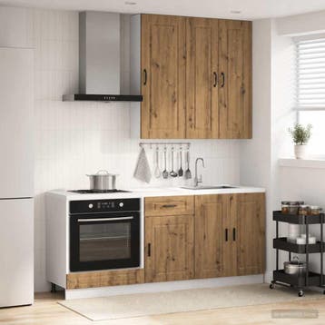 vidaXL Keukenblok PORTO 5 pcs Artisanaal eiken Bewerkt hout, Verzenden, Nieuw