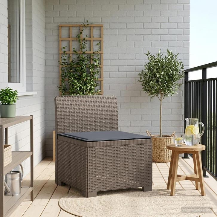 vidaXL Eén-zits Tuin Sofa met Kussen Rieten Look PP, Tuin en Terras, Tuinsets en Loungesets, Nieuw, Verzenden