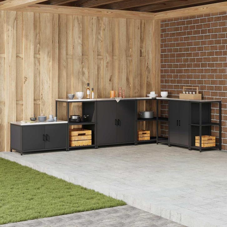vidaXL Keukenopslag HATTEM Zwart 90 x 50 x 92 cm Staal, Maison & Meubles, Armoires | Autre, Envoi