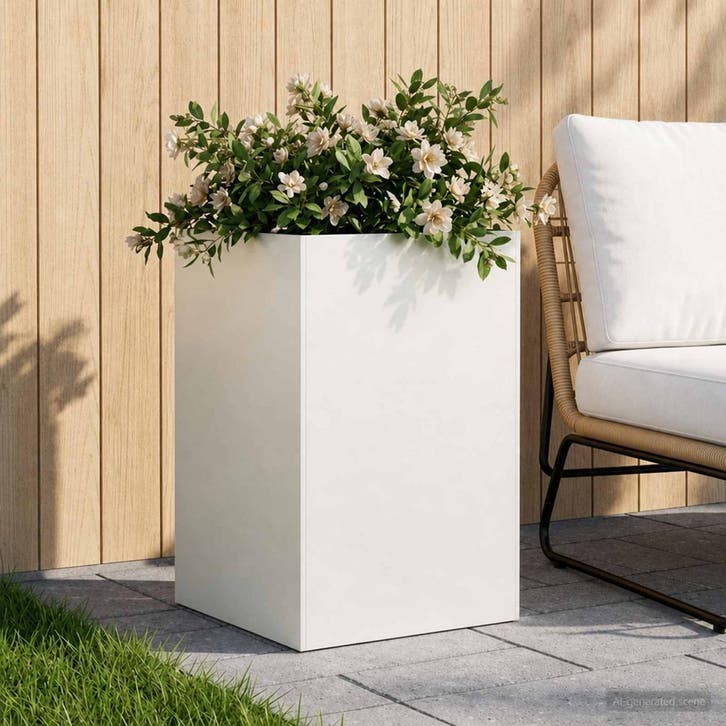 vidaXL Plantenbak Wit 50 x 50 x 75 cm Koudgewalst staal, Jardin & Terrasse, Pots de fleurs, Envoi