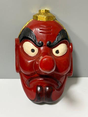 Noh masker - Hout, Extra-large (44,5 cm) Japans handgesneden