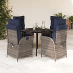 vidaXL 5-delige Tuinset met kussens poly rattan grijs, Verzenden, Nieuw, Tuinset