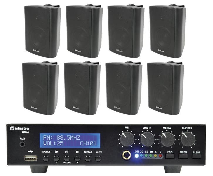 Geluidsinstallatie Met Compacte 100V Versterker En 8 Zwarte, TV, Hi-fi & Vidéo, Enceintes