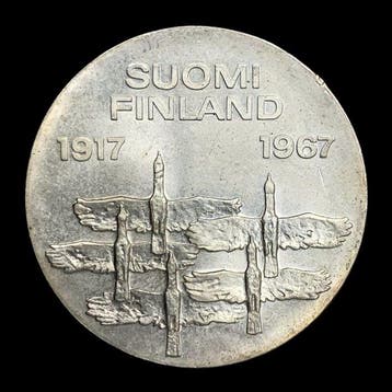 Finland. Silver 10 Markkaa 1967 / 50th Anniversary of, Gestempeld