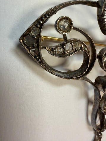 Broche - 18 carats Argent, Or jaune - Diamant