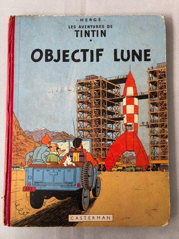Tintin T16 - Objectif Lune (B8) - C + dédicace manuscrite -, Livres