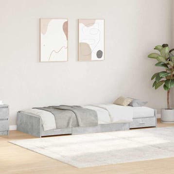 vidaXL Bedframe met lade Beton Grijs 90 x 200 cm Bewerkt, Verzenden