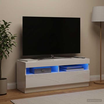 vidaXL LED tv-meubel Hoogglans Wit Bewerkt hout, Verzenden, Nieuw