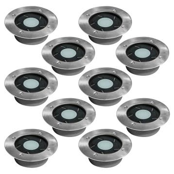 Buitenverlichting zonne-energie Set 10 stuks Puck grondspot, Verzenden, Nieuw