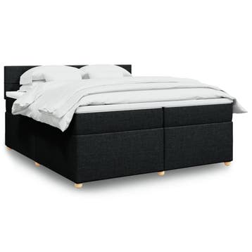 vidaXL Boxspring met matras stof zwart 200x200 cm, Verzenden, Nieuw