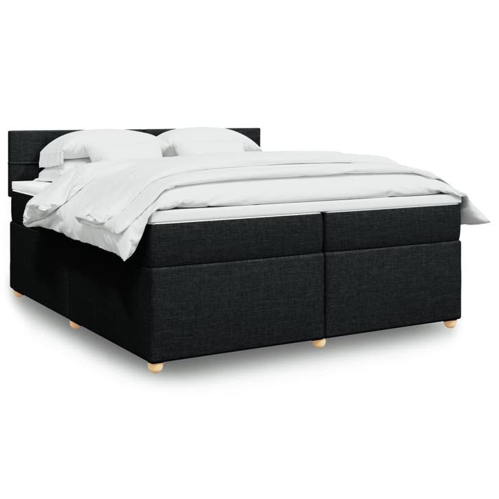 vidaXL Boxspring met matras stof zwart 200x200 cm, Huis en Inrichting, Slaapkamer | Bedden, Nieuw, Verzenden