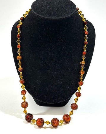 Collier Vintage en verre de Murano – couleur caramel ambre
