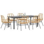 vidaXL 7-delige Tuinset poly rattan glas bruin, Tuin en Terras, Verzenden, Nieuw, Tuinset