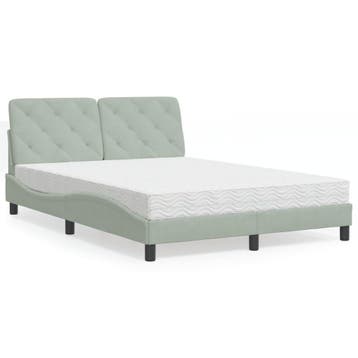 vidaXL Bed met matras fluweel lichtgrijs 140x200 cm, Verzenden, Nieuw