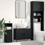 vidaXL Wastafel kabinet voor de badkamer Zwart Eiken 80 x 30, Verzenden, Nieuw