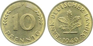 Duitsland 10 Pfennig Bdl 1949 F bfr J 378, Verzenden, België