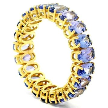 Bague - 14 carats Or jaune - 4.65ct. tw. Tanzanite - Bague
