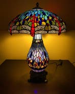Tiffany stijl tafellamp Studio BLUE DRAGONFLY lamp met