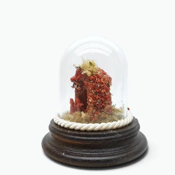 Kerststal - model van een ronde koepel - Hout, Glas -
