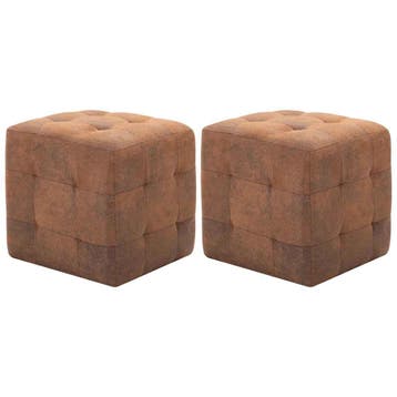 vidaXL Poef 2 st 30x30x30 cm kunstsuède bruin, Verzenden