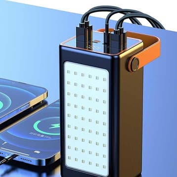 100.000mAh Powerbank met 4 Poorten - 66W Ingebouwde Zaklamp, Verzenden