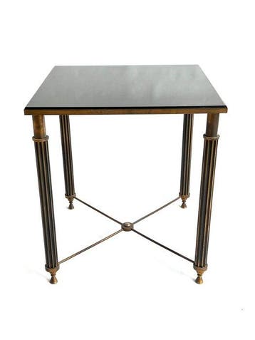 Bijzettafel - Messing, Glas - Maison Jansen-stijl