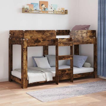 vidaXL Stapeld bed voor kids Rook Eiken 75 x 190 cm Bewerkt, Verzenden