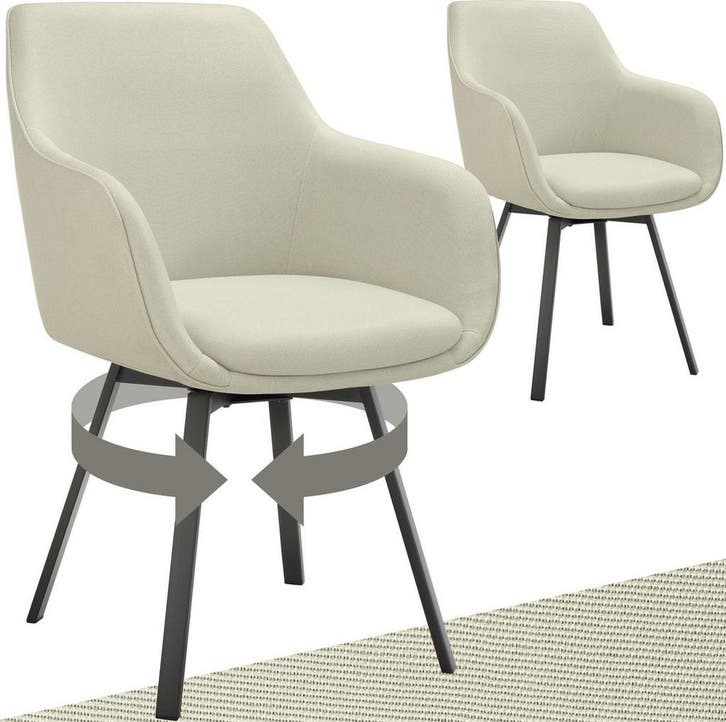 2dekans | tectake® - Draaibare Eetkamerstoel Alicon -, Huis en Inrichting, Stoelen, Ophalen of Verzenden