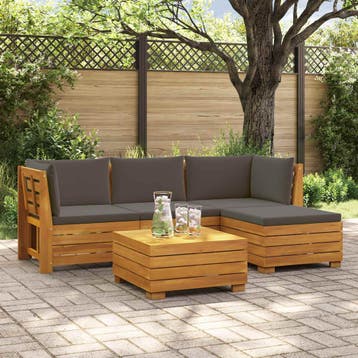 vidaXL 5 st Buiten bank set Massief Acacia Hout Bruin, Verzenden, Nieuw