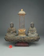 Lotus Sutra Shrine - Hout, Lak, Verguld - Shaka Nyorai and
