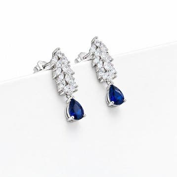 Zonder minimumprijs - Oorbellen Verguld Saffier - Diamant -