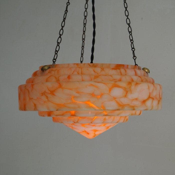 Lamp - Glas, Metaal - Franse hanglamp, Antiek en Kunst, Kunst | Designobjecten