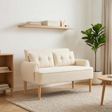 vidaXL Lovingseat met knoopge tuft Crèmekleurig 117 x 67 x, Verzenden