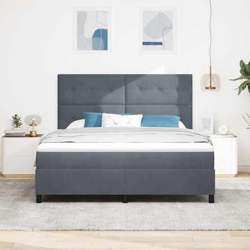 vidaXL Boxspring bed met hoofdeinde Donkergrijs 180 x 200 cm, Verzenden, Nieuw
