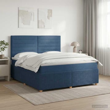 vidaXL Boxspringbed met matras met hoofdeinde Blauw 160 x, Verzenden, Nieuw