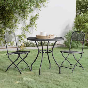 vidaXL 3-delige Tuinset metaalgaas antracietkleurig, Tuin en Terras, Tuinsets en Loungesets, Verzenden, Nieuw, Tuinset