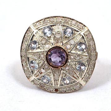 Zonder minimumprijs - Ring - 9 kt. Roségoud, Zilver Spinel -, Nieuw