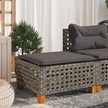 vidaXL Tuinkruk met kussen 63,5x56x32 cm poly rattan grijs, Verzenden, Nieuw