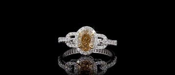 Ring - 14 karaat Witgoud - 1.35ct. tw. Geel Diamant, Bijoux, Sacs & Beauté, Bagues