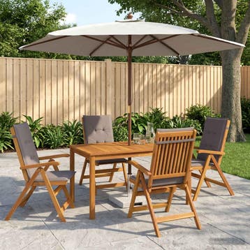 vidaXL 5-delige tuin eetset Naturel Massief Acacia Hout, Verzenden, Nieuw