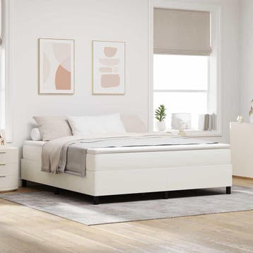 vidaXL Boxspring bed Crème en Wit 180 x 200 cm Corduroy stof, Verzenden, Nieuw