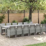 vidaXL Tuin Eettafel Set 13 pcs Lichtgrijs Polt riet, Verzenden, Nieuw