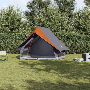vidaXL Familietent met dak Grijs en Oranje 220 x 220 x 184, Verzenden, Nieuw